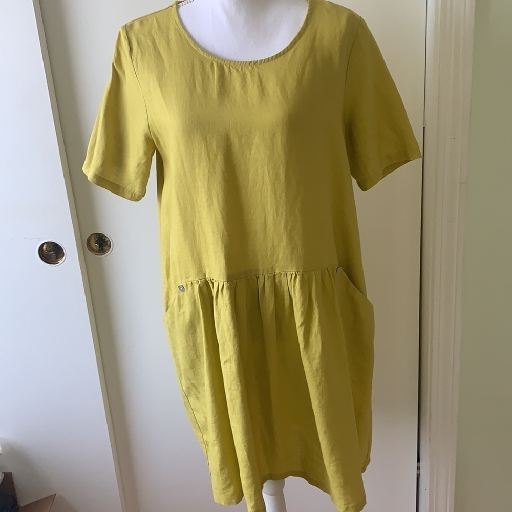 Chalet Linen short Sleeve Tunic Dress S